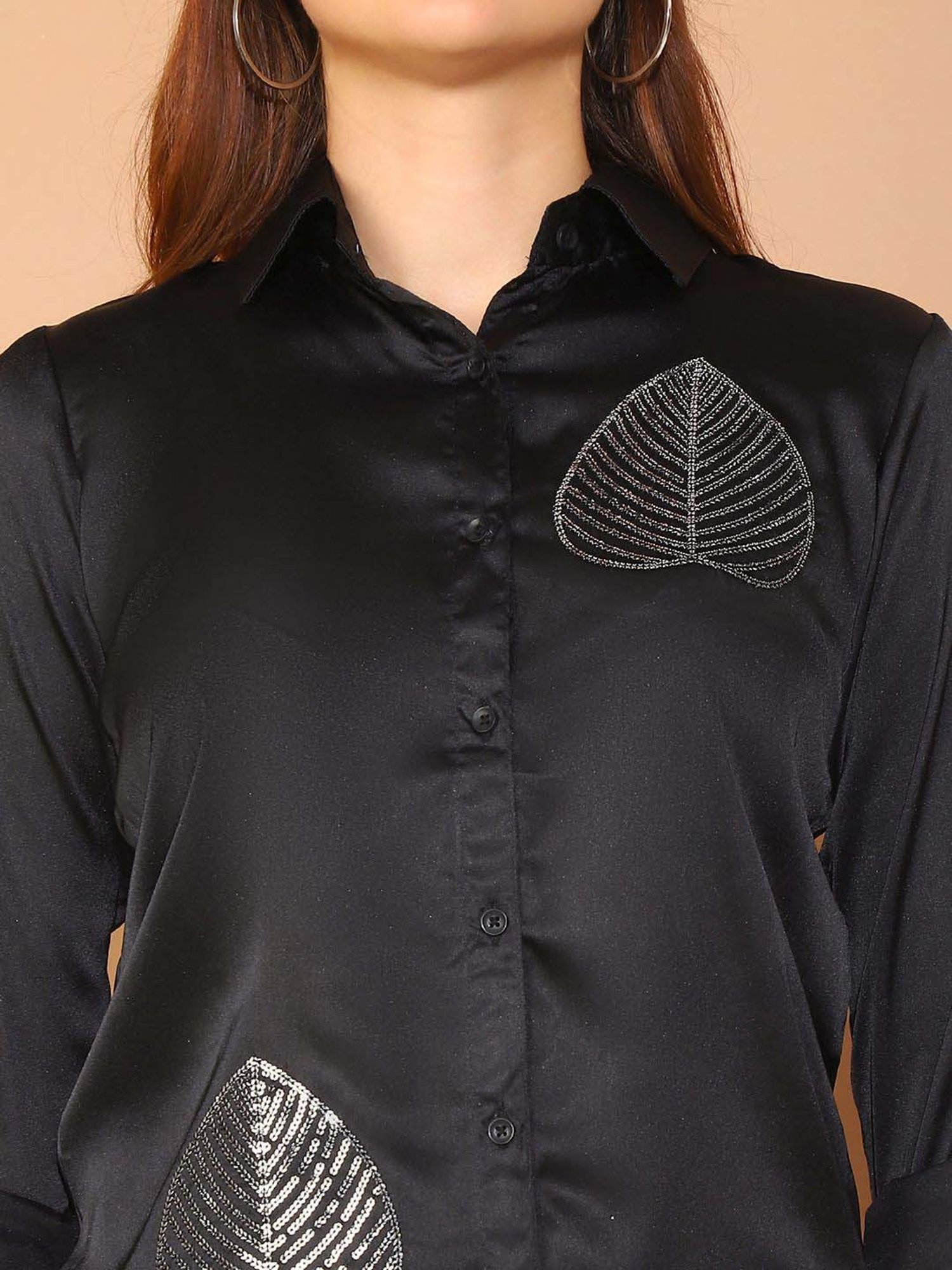 Indian Needle Black Embellished Shirt Pants Set