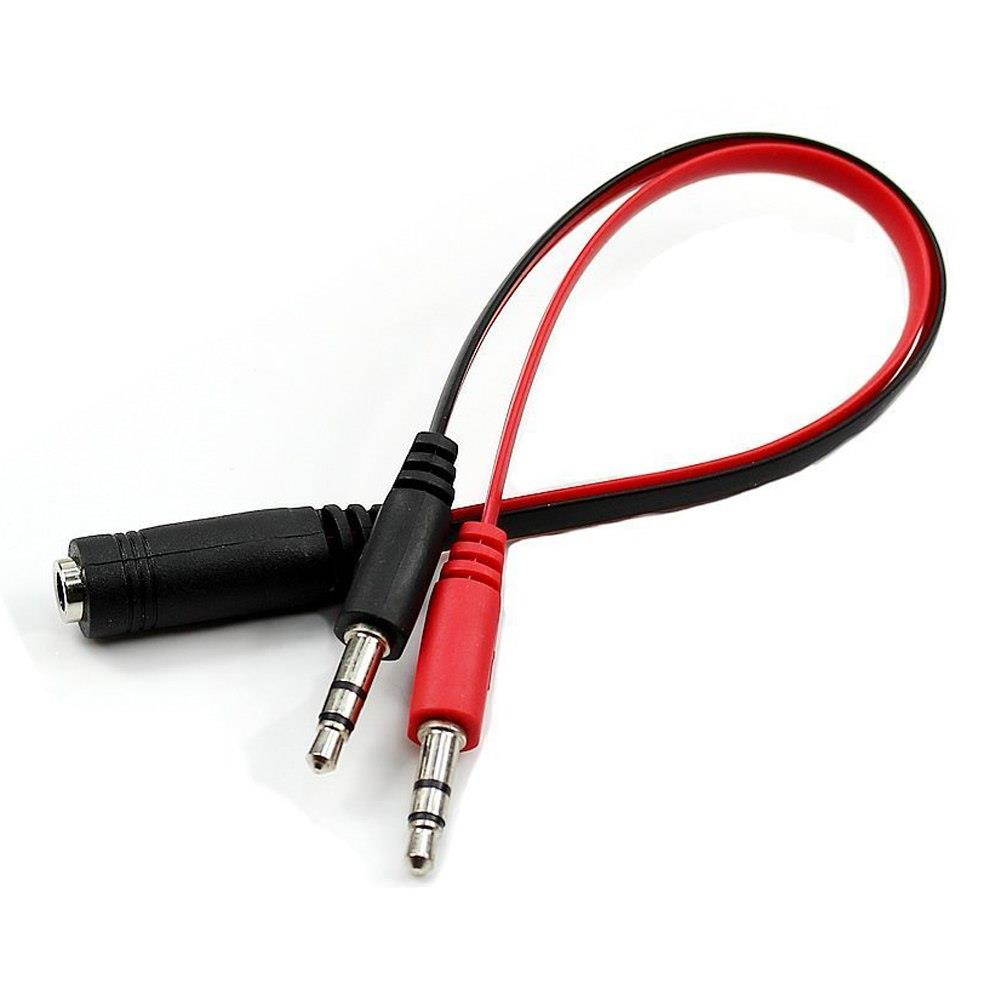 3.5mm Female to Dual Male Mic Audio Y Splitter Cable Extension Cord For PC
