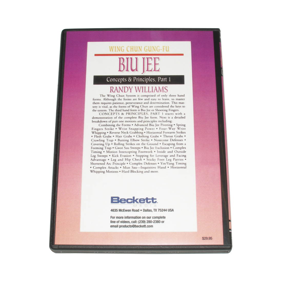 Wing Chun Gung Fu Biu Jee Concepts & Principles #1 DVD Randy Williams WCW25-D