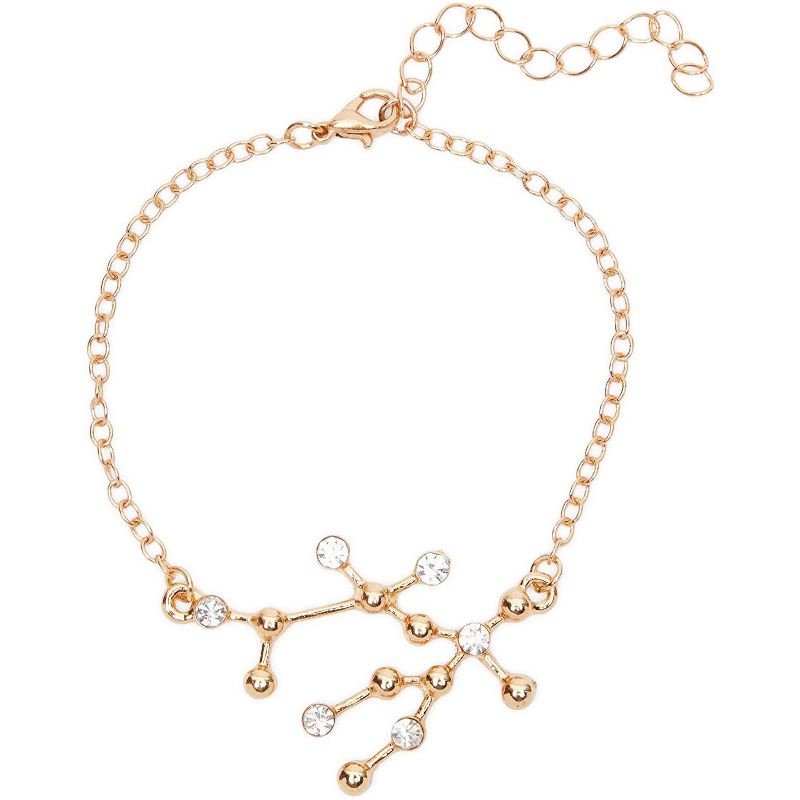 Zodaca 2 Piece Gemini Zodiac Necklace and Bracelet Jewelry Set for Women, Gold