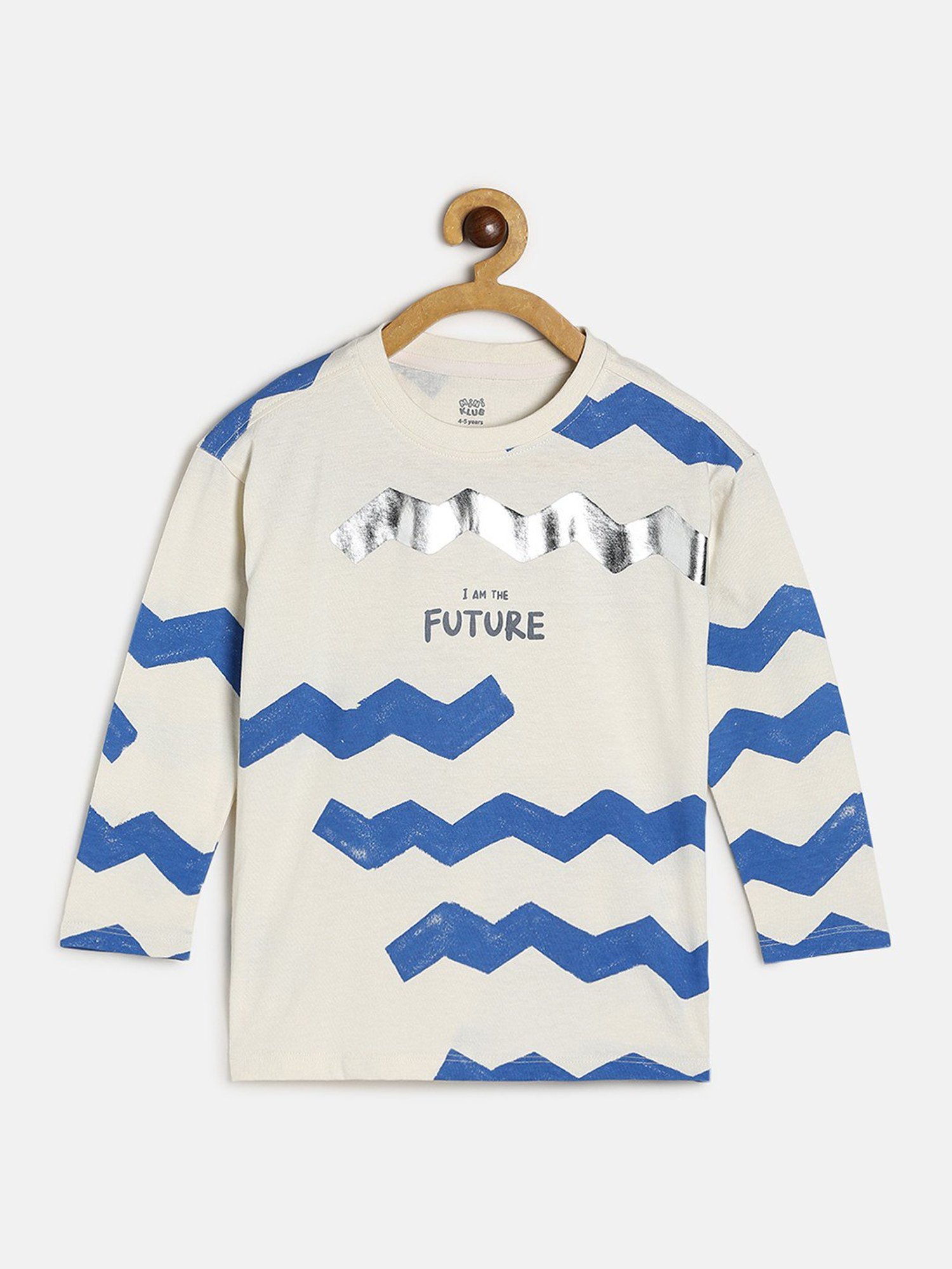 MINIKLUB Kids White Printed Full Sleeves T-Shirt