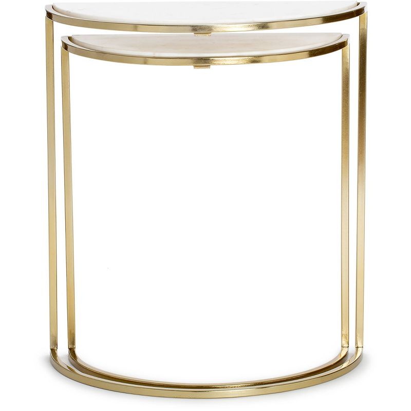 Set of 2 Kingston Nesting Side Tables White/Gold - Adore Decor