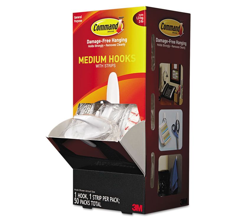 Command General Purpose Hooks Designer 3lbs Capacity White 50/Carton 17081CABPK