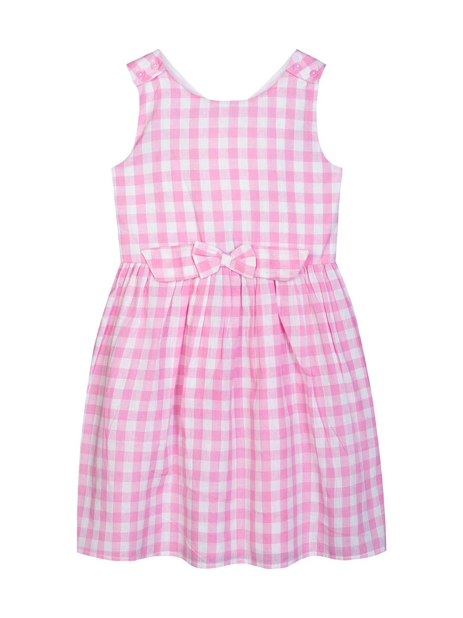 Budding Bees Kids Pink & White Checks Dress
