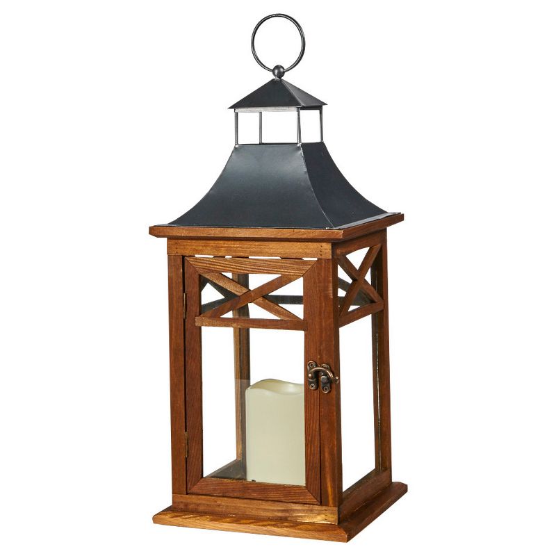 Smart Living Portland 17" LED Candle Outdoor Lantern - Dark Coffee