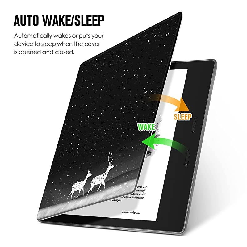 Colorful Case for All-New Kindle Oasis (10th Gen, 2019 Release & 9th Gen, 2017), Premium PU Leather Cover with Auto Wake/Sleep, Strong Adsorption for 7&rsquo;&rsquo;Kindle Oasis, The Boy and Fox