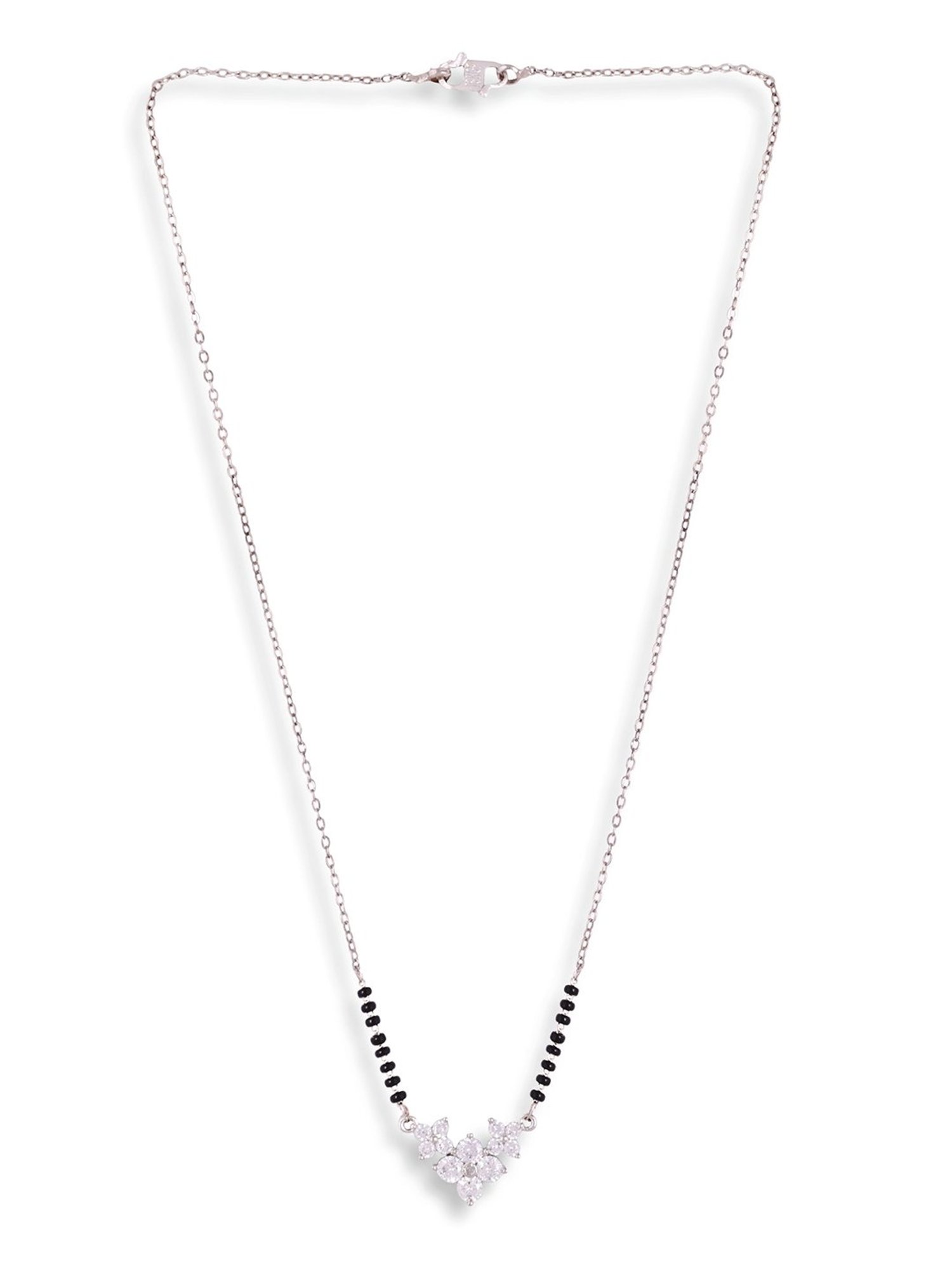 Abdesigns Gold-Plated American Diamond & Black Beaded Mangalsutra