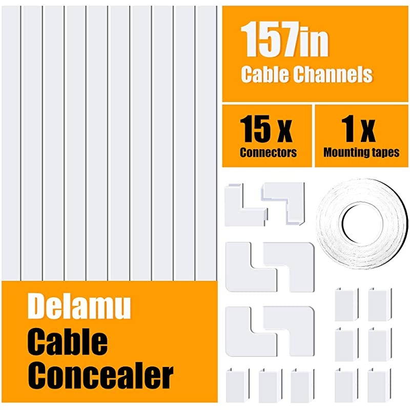Cable Concealer 157in Cord Cover PVC Wire Molding Paintable Wire Channel to Hide a Single Power Cord Speaker Wire or TV Cables in Home or Office 10X L157in W059in H04in