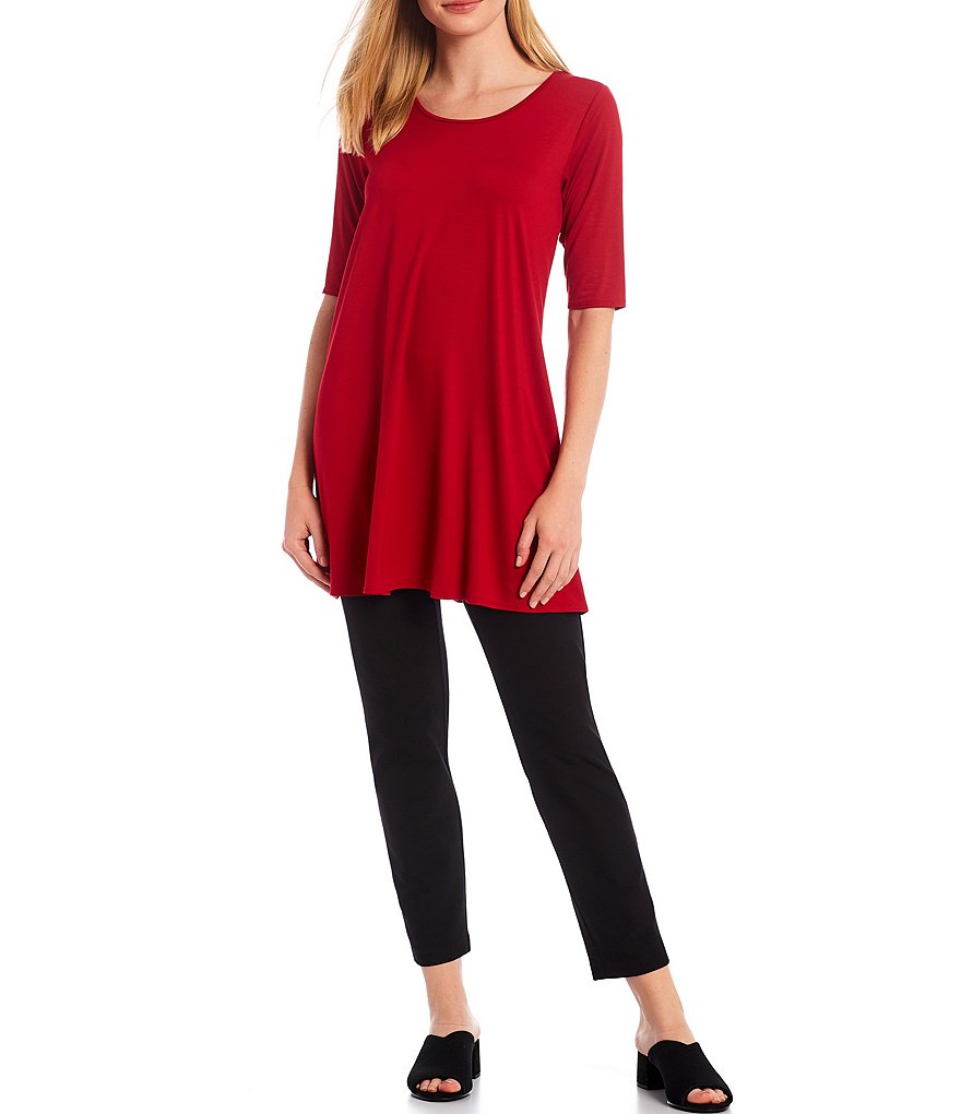 Eileen Fisher Jersey Elbow Sleeve Scoop Neck Tunic