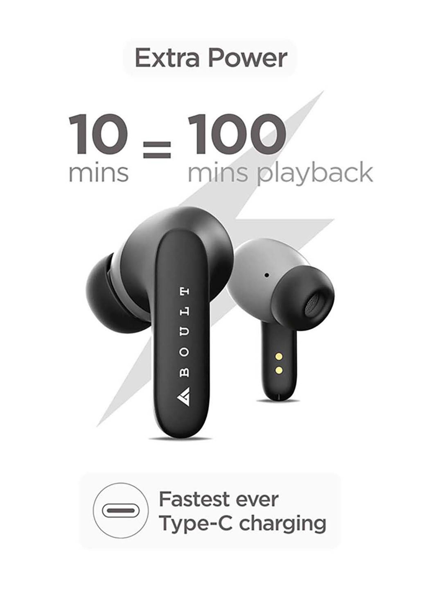 Boult Audio AirBass Y1 True Wireless Bluetooth Earbuds with Mic (Black)