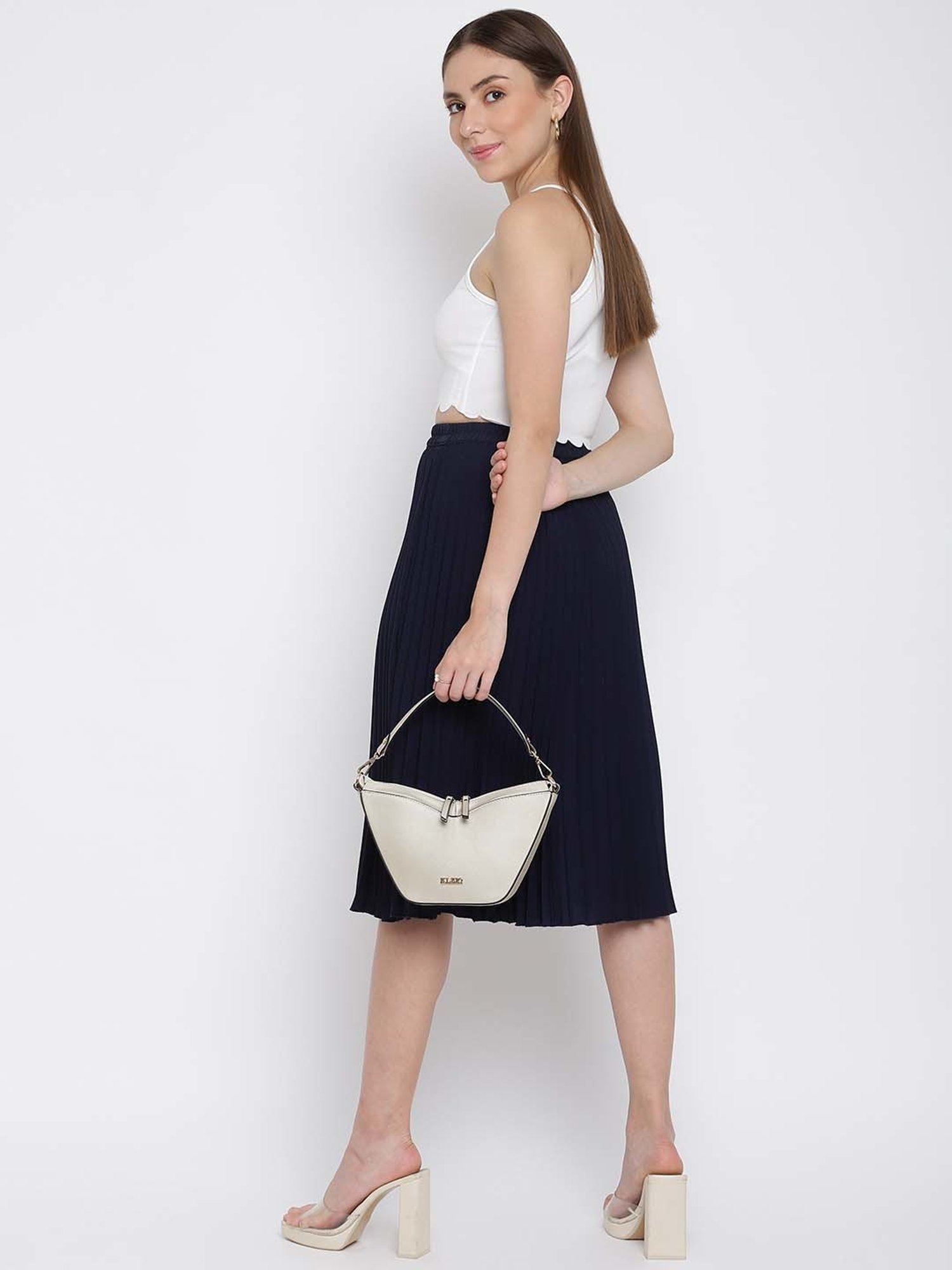 KLEIO Cream Solid Small Sling Handbag