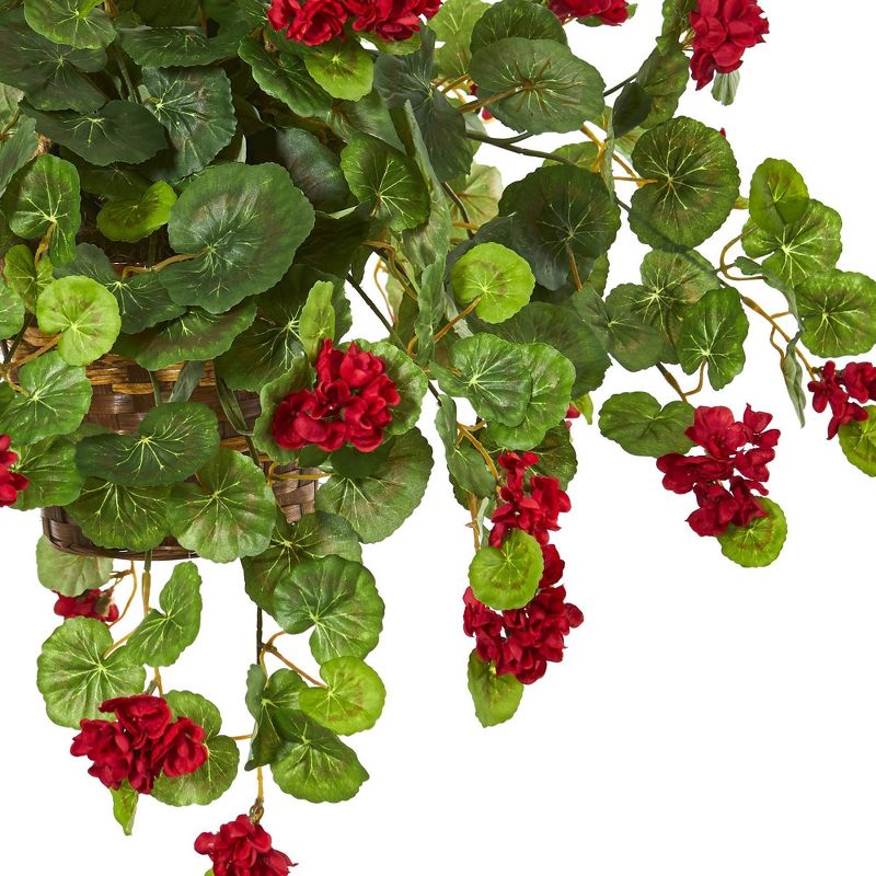 27" x 26" Artificial Geranium Plant in Hanging Basket - Nearly Natural