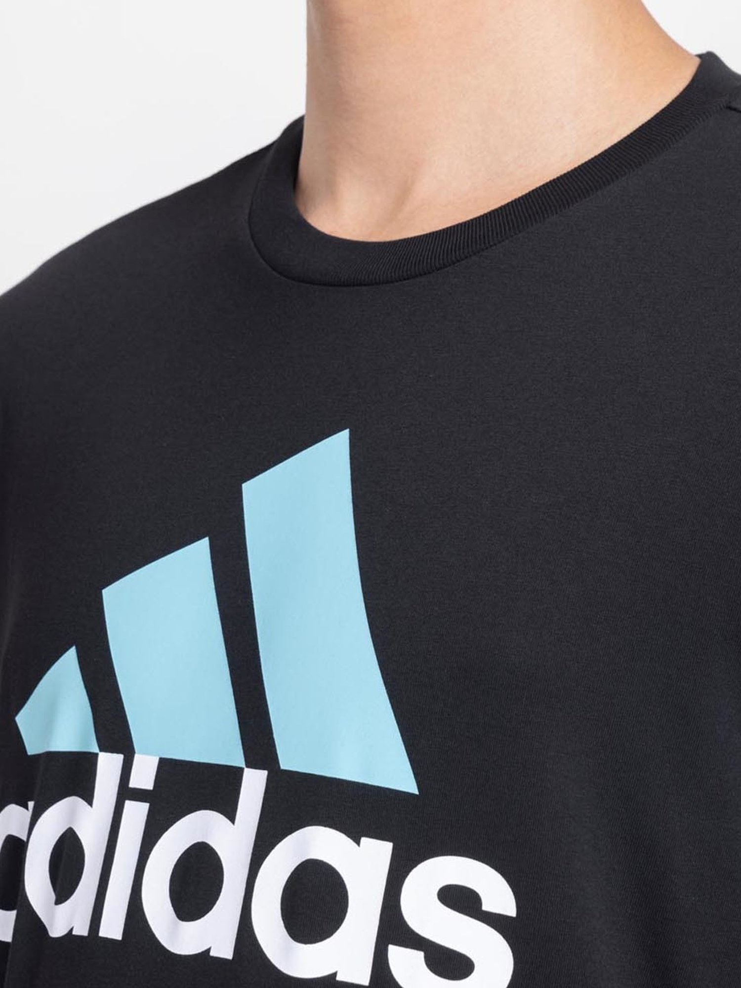 Adidas Black Regular Fit Printed Sports T-Shirt