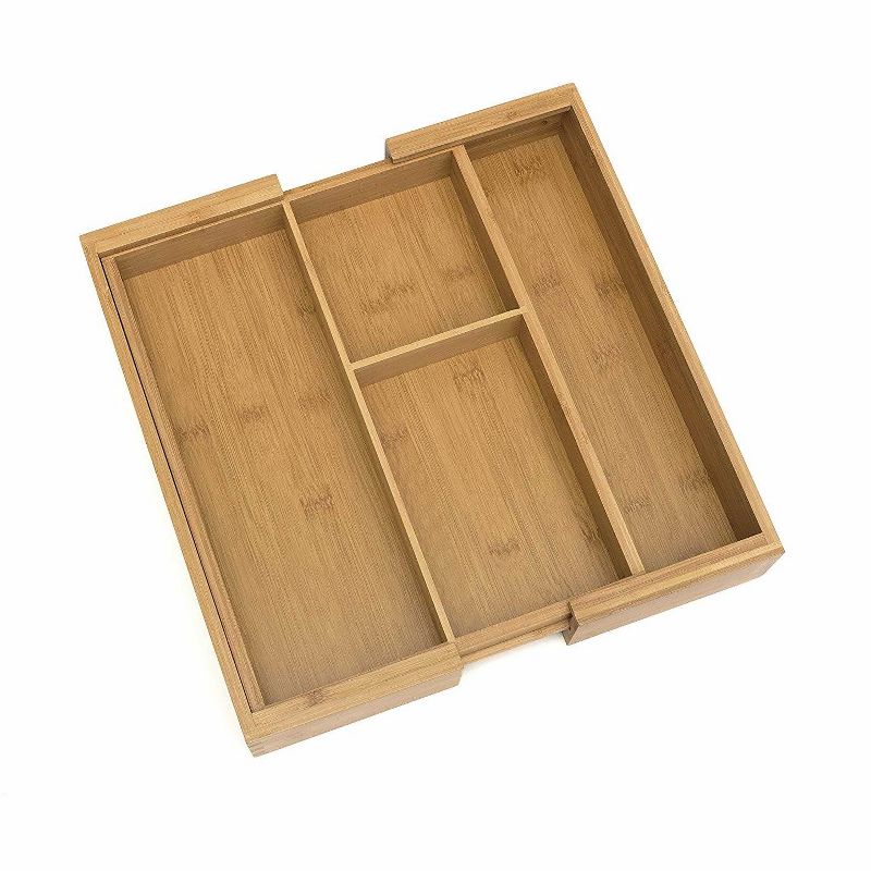 Lipper International Brown Bamboo Expandable Gadget & Jewelry Organizer Tray