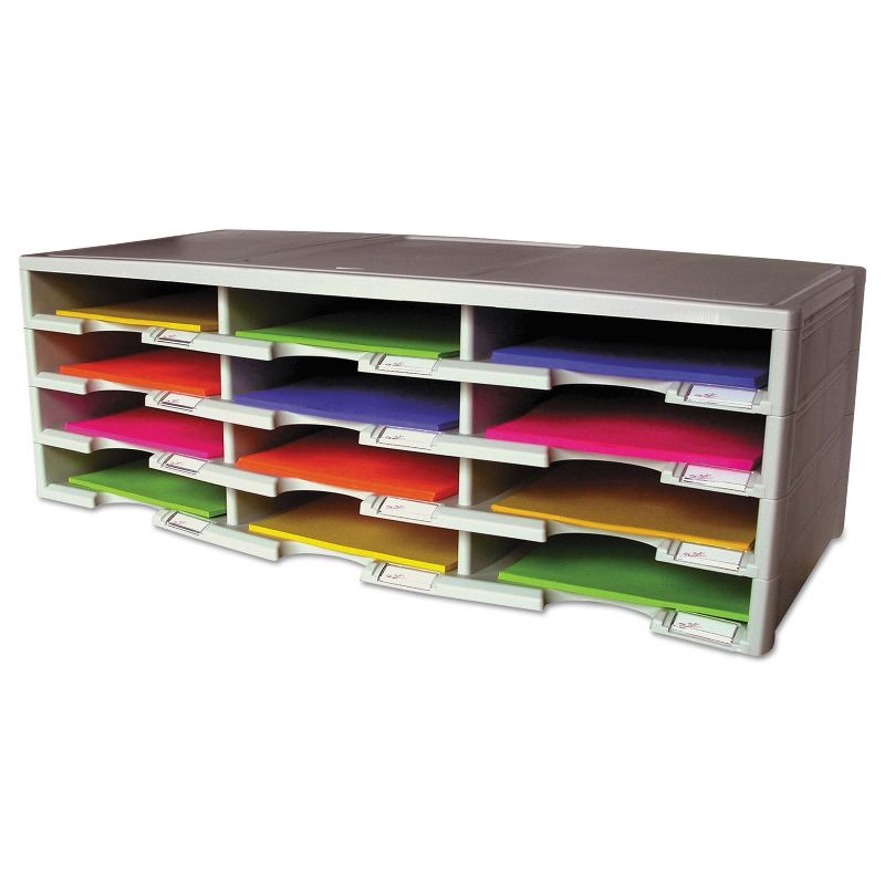 Storex Literature Organizer 12 Section 10 5/8 x 13 3/10 x 31 2/5 Gray 61601U01C