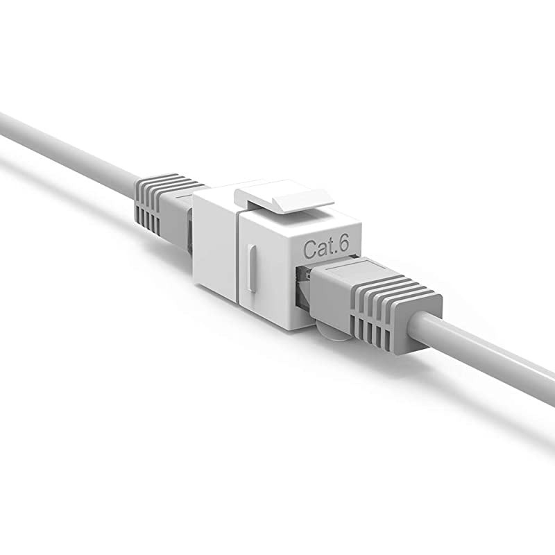 Cat6 RJ45 Inline Coupler with Keystone Latch FemaleFemale 10Pack White
