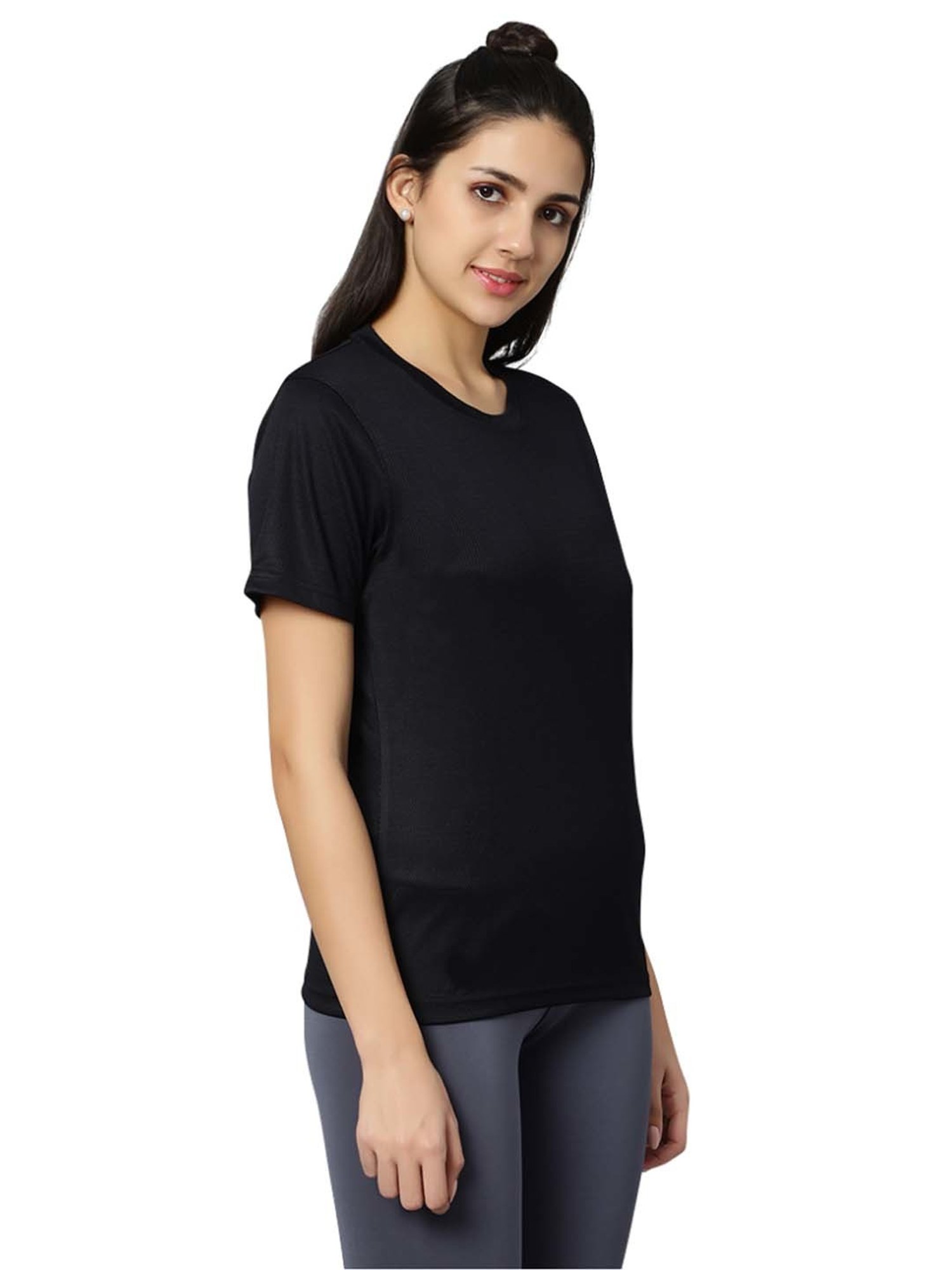 Omtex Black Regular Fit Sports T-Shirt
