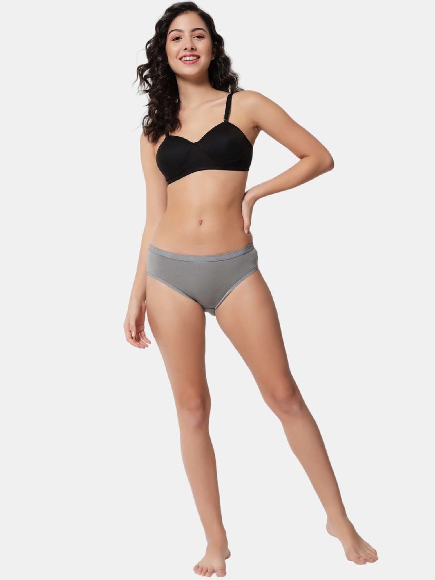 Bleeding Heart Grey & Yellow Plain Panties - Pack Of 2