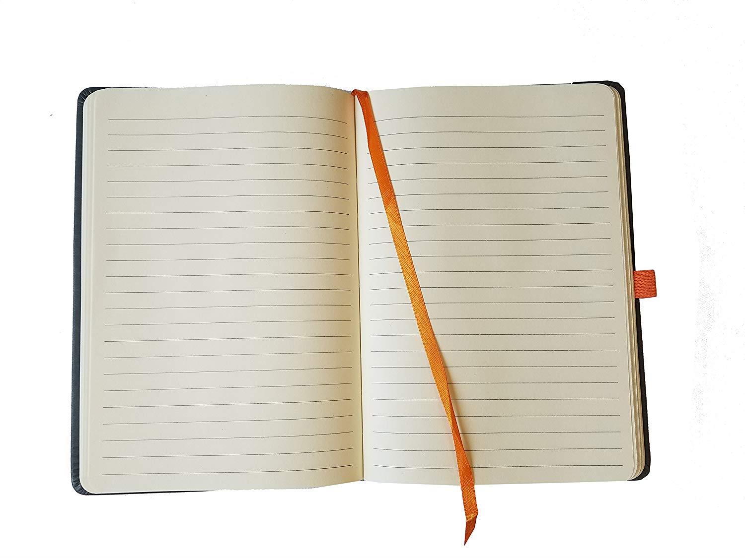 ImpecGear Classic Notebook/ Writing Journal 5.5 x 8.25 Black Gray Orange FREE PEN (ASSORTED COLOR-PACK OF 4)