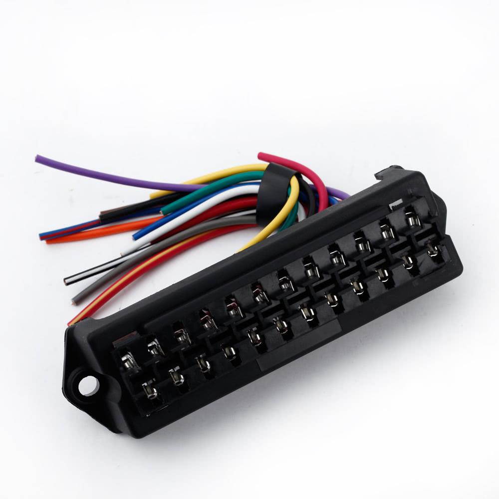 12 Way DC32V Circuit Car Trailer Auto Blade Fuse Box Block Holder ATC ATO 2-input 12-ouput Wire