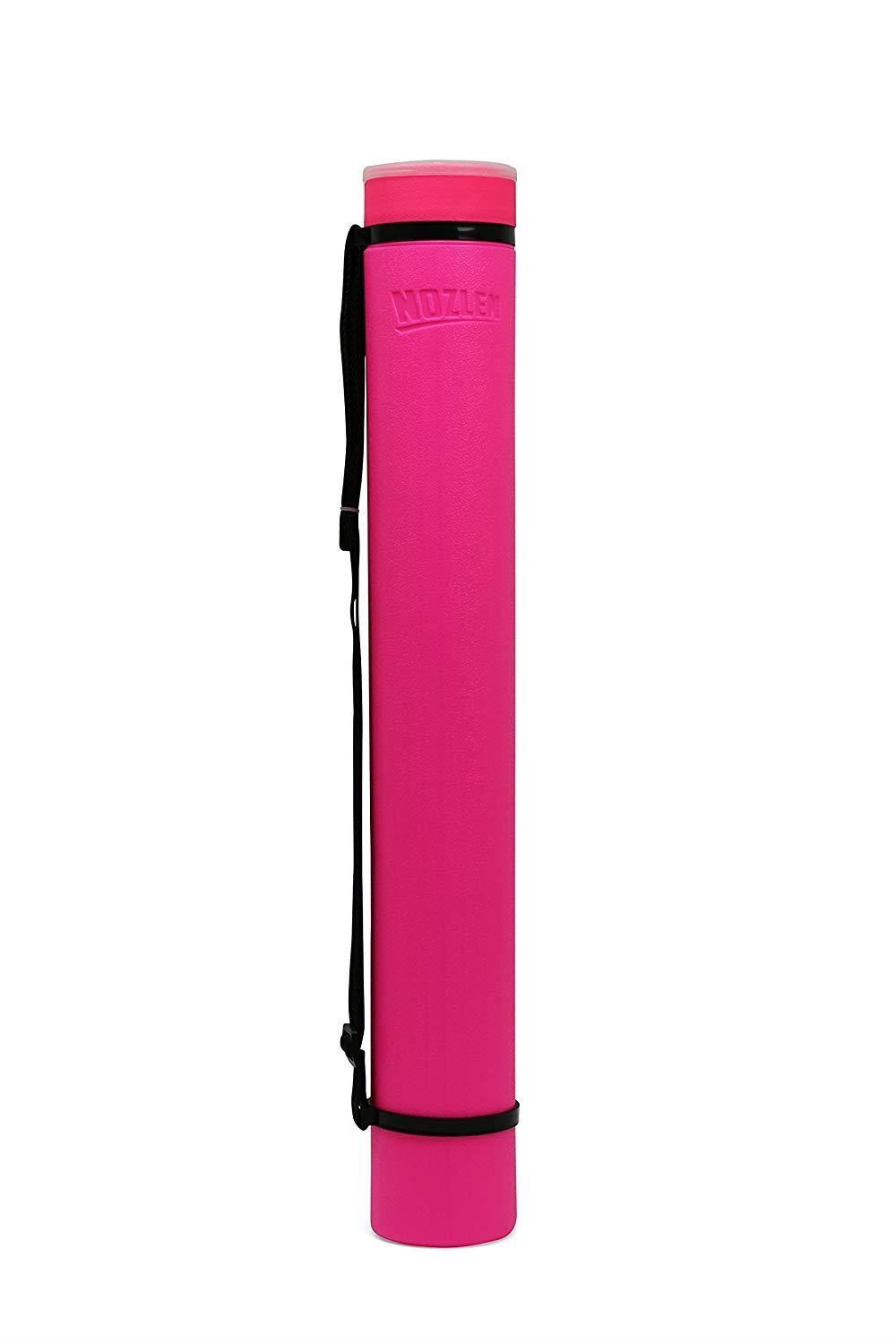 Nozlen Document Poster Tube - Hot Pink Plastic Storage Tube Expands from 24.5" up to 40" with Clear ID Card Cap - Water and Light Resistant - Telescoping For Posters, Artwork and Drawings Model DT3202