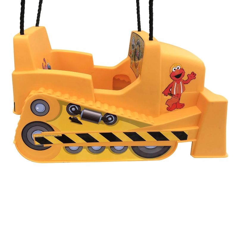 M & M Sales Backyard Indoor Outdoor Playset Sesame Street Bulldozer Dozer Toddler Swing With Ropes and Safety Strap