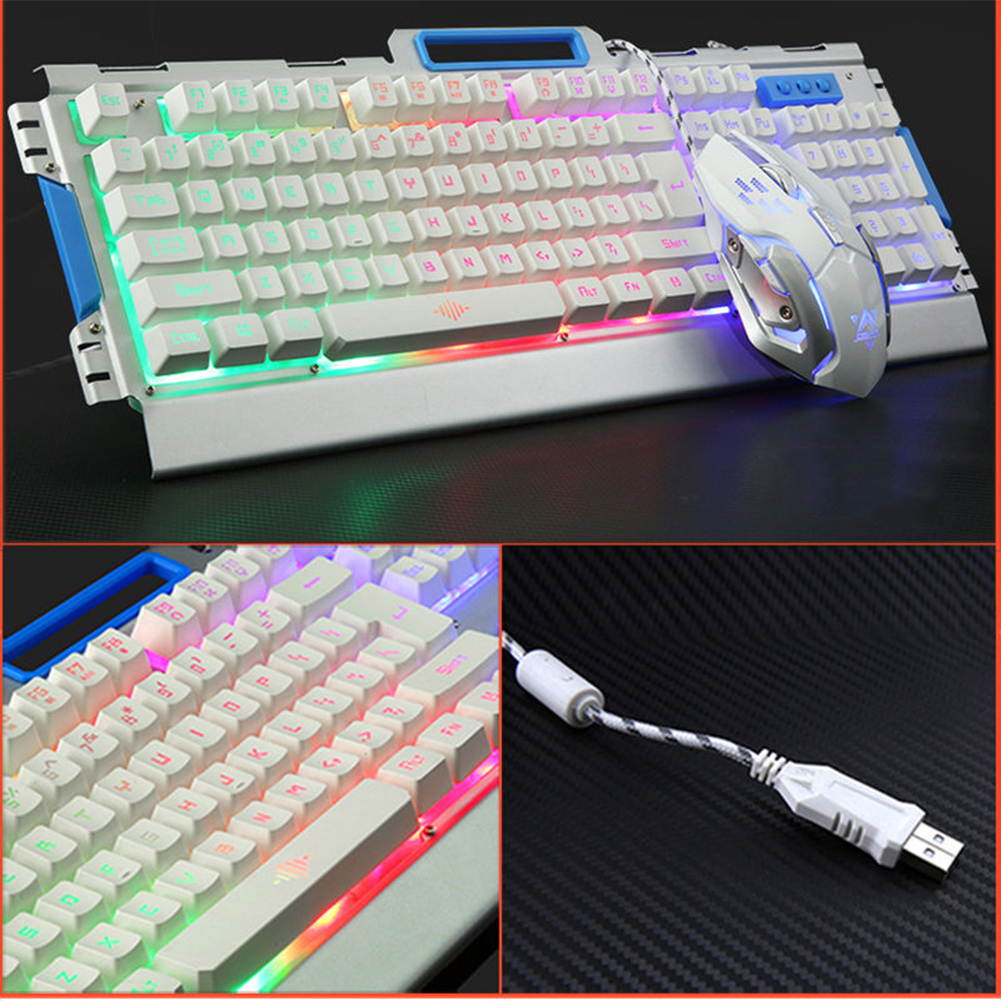 UrChoiceLtd&reg; 2017 New K-33 Wired LED Backlit Multimedia Ergonomic Usb Gaming Keyboard Metal Waterproof + Wired 1200DPI / 1600DPI / 2400DPI / 3200DPI Backlit Optical Usb Gaming Mouse Sets For Computer