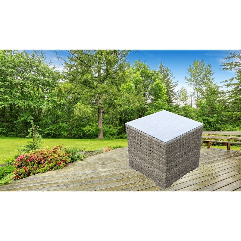 Bali Outdoor Wicker Glass Top Side Table - Teva Patio Furniture
