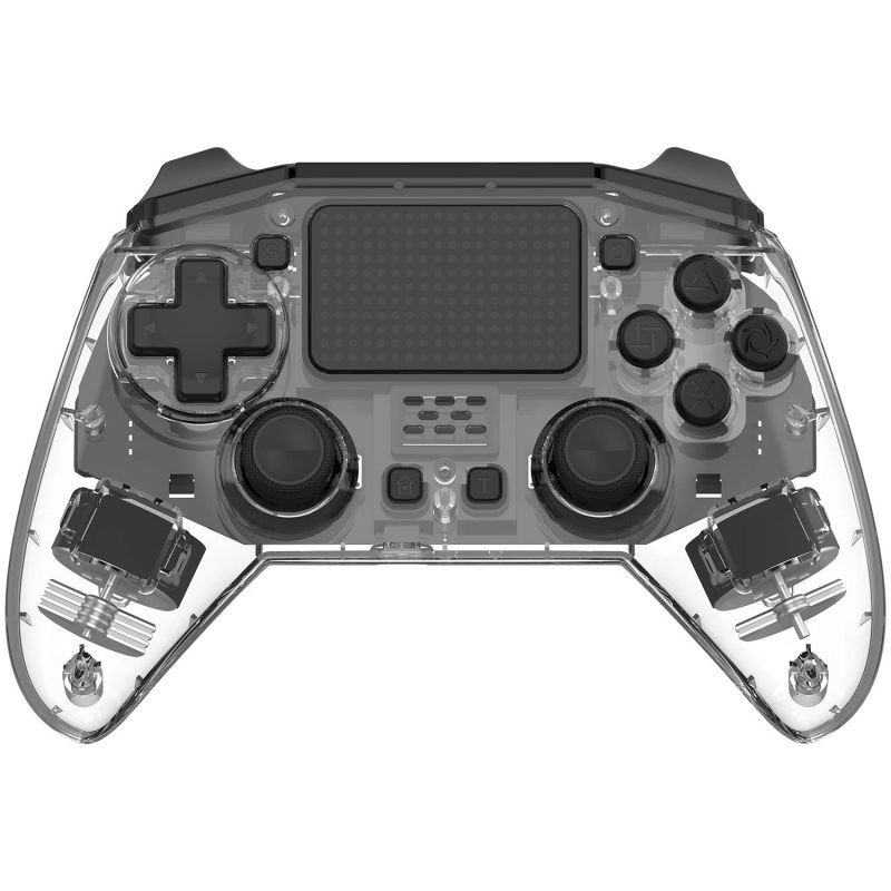 Clear Transparent Rapid Fire Wireless PS4 Game Controller,6-Axis Motion Sensor Dual Vibration Gamepad for Play Station 4 Built in Speaker and 3.5mm Headphone Jack,Support Turbo Function