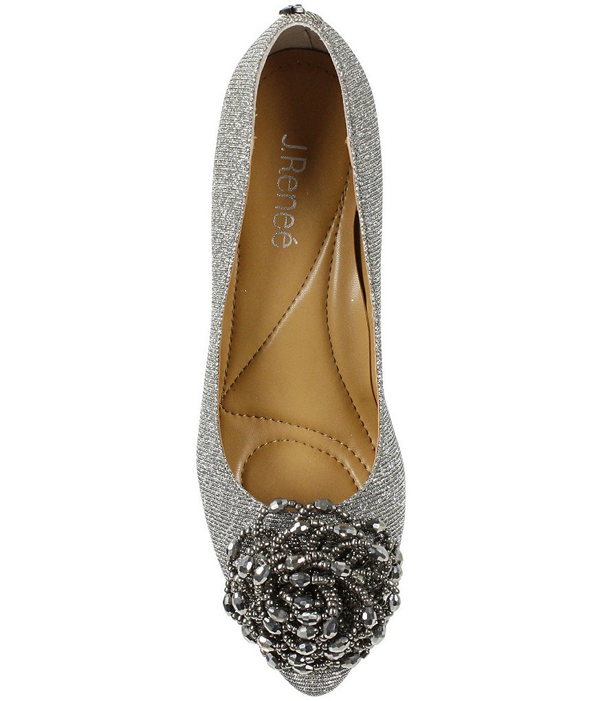 J. Renee Deyanne Glitter Fabric Beaded Floral Ornament Detail Pumps