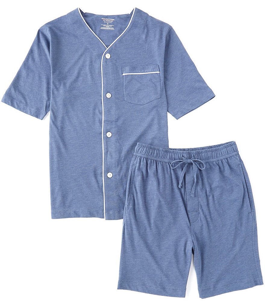Roundtree & Yorke Solid Knit Baseball Pajama Set