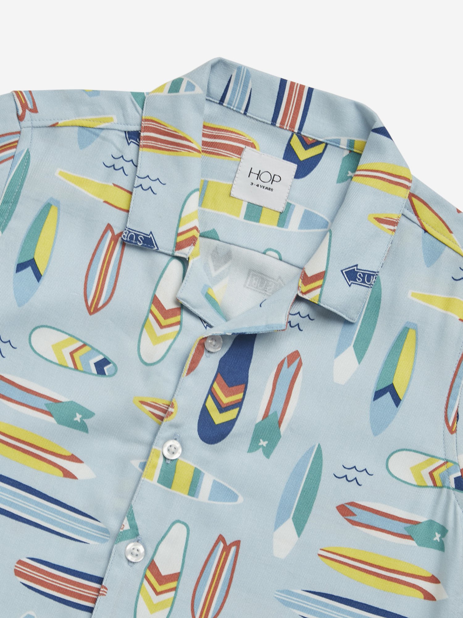 HOP Kids by Westside Light Blue Surf Board Printed Shirt