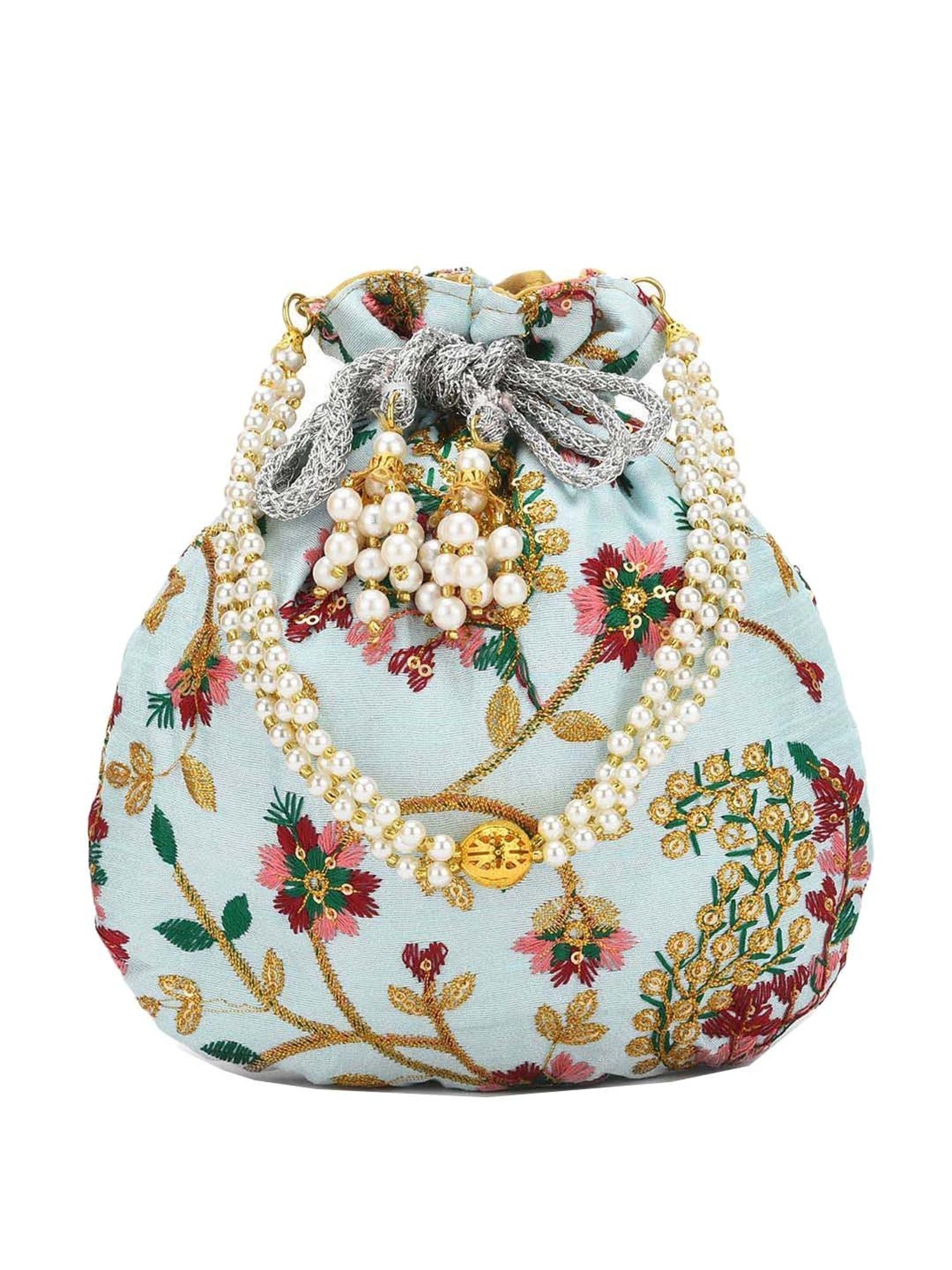 Gaurapakhi Blue Embroidered Potli