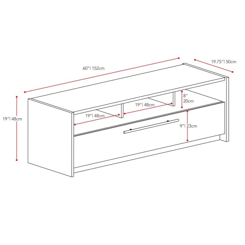 Naples TV Stand Bench with Pull Down Storage Black 65" - CorLiving