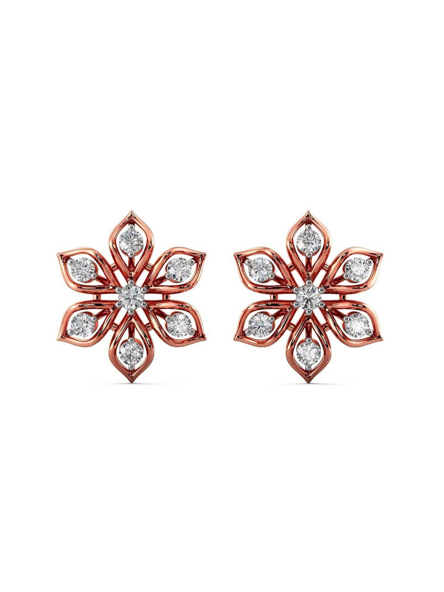 Joyalukkas 18k Gold & Diamond Floral Stud Earrings for Women