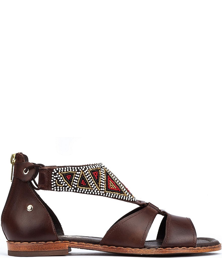 Pikolinos Algar W0X Beaded Leather Back Zip Sandals