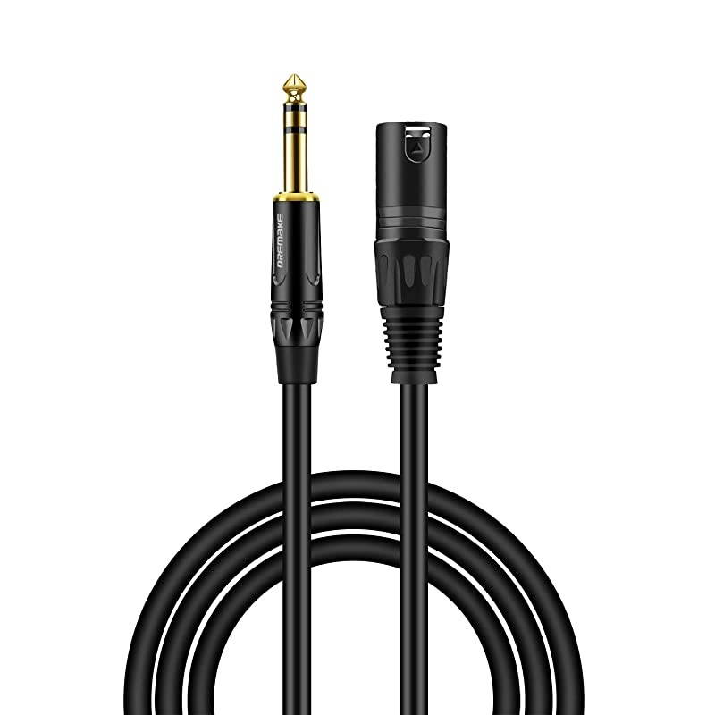 20 FT 6.35 mm 1/4 Inch TRS Male to XLR Male Audio Stereo Mic Cable - Gold Plated 1/4 Inch Male to XLR Male Balanced Cable for Microphones, Speakers, Stage, DJ and More - Black