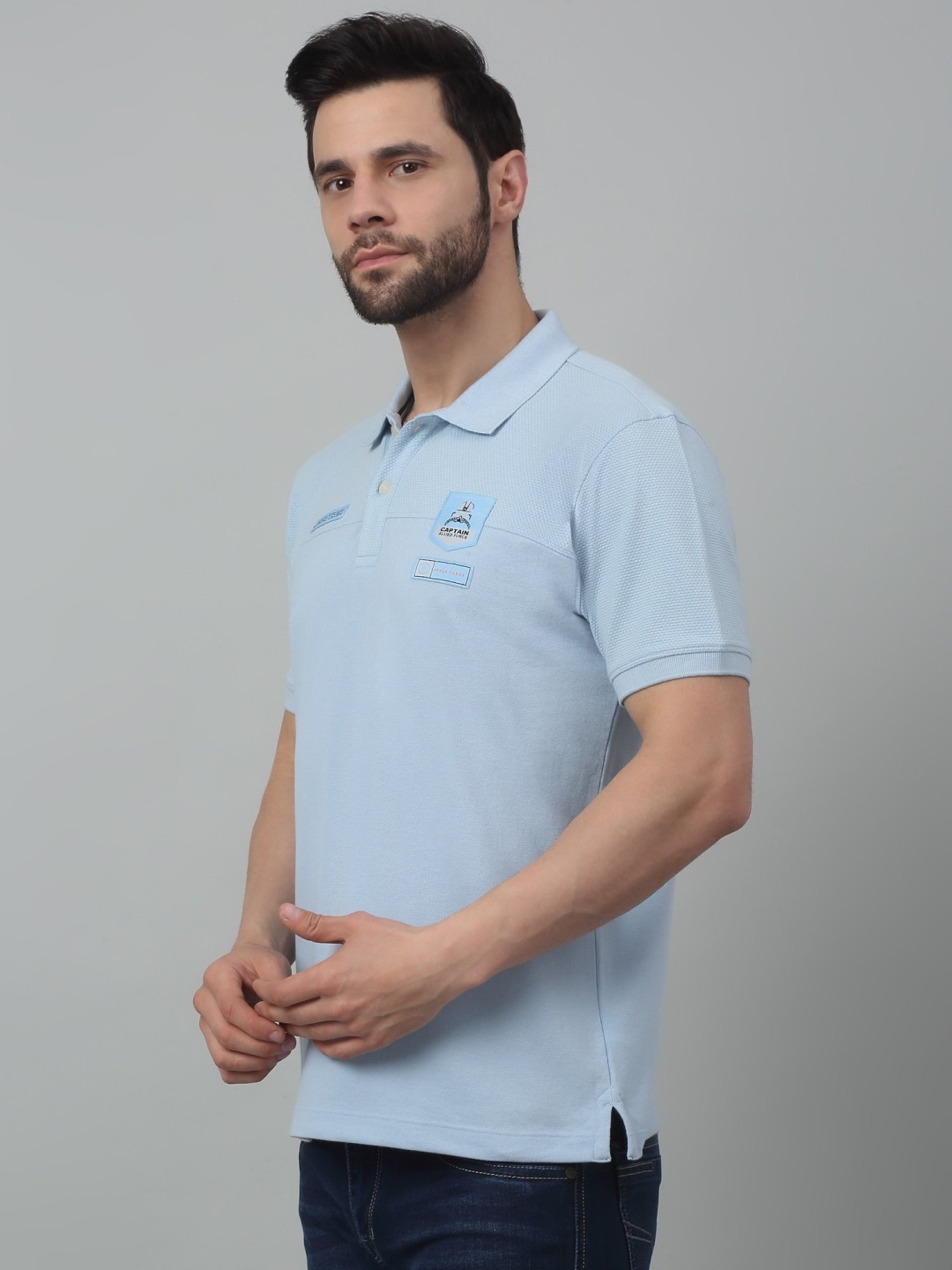 Cantabil Sky Blue Regular Fit Polo T-Shirt