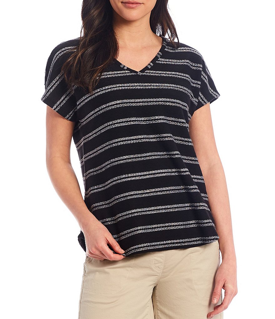 Westbound Short Sleeve Textured V-Neck Top