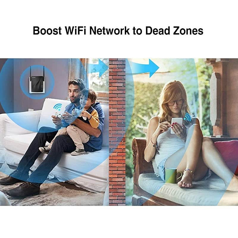 750Mbps WiFi Extender AC750WiFi Range Extender Supports WPS One Button Setup with 2 External AntennasMatte Black