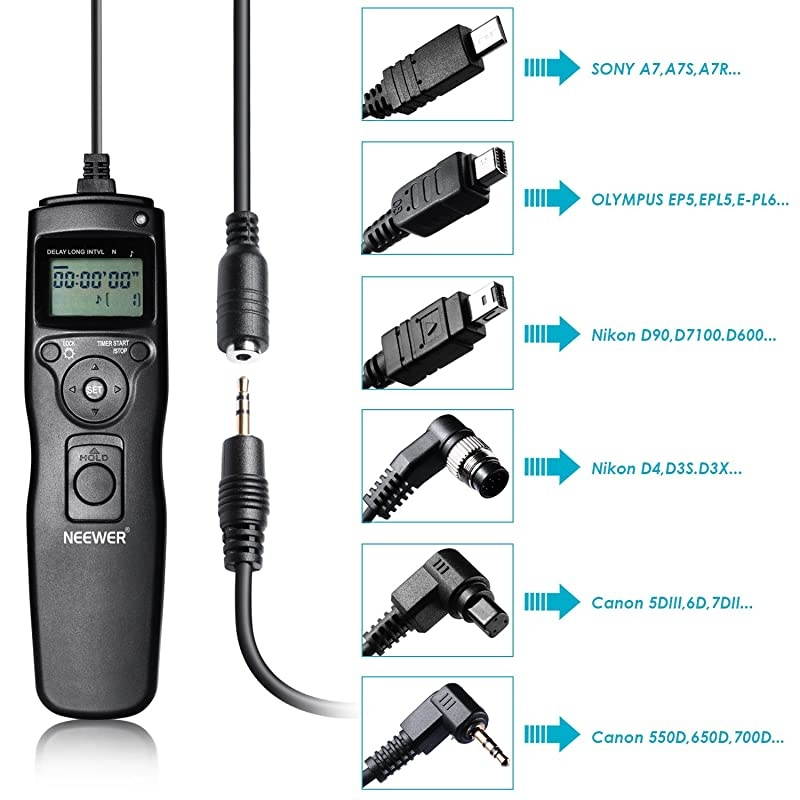 6in1 Timer Shutter Release for Canon 700D 650D 550D 60D5D MarkIII 6D 70D 7D MarkIINikon D4 D300s D700 D800D90 D7100 D600 D5300 D610 D5100 D3200 D3100Sony A7 A7S A7R A5000 A5100 A6000