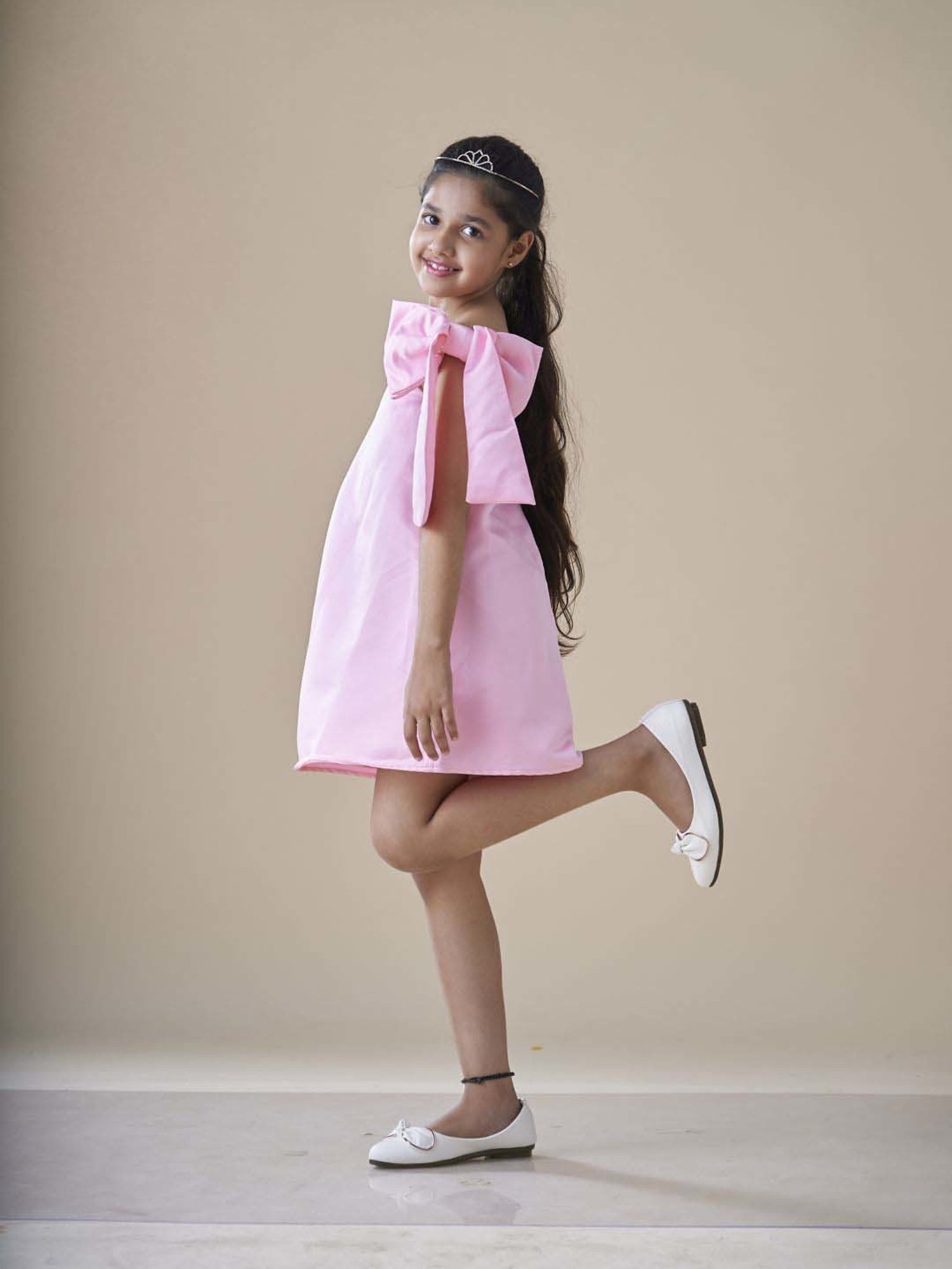 KidsDew Girls Pink Solid Casual Dresses
