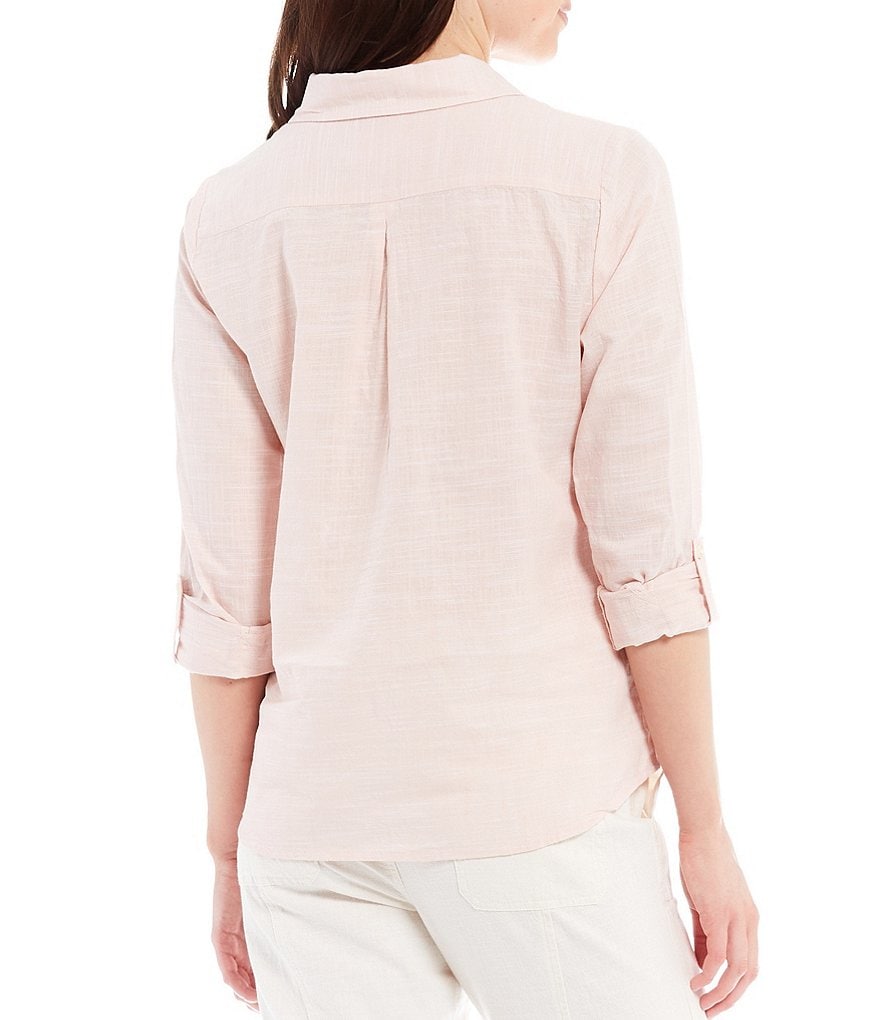 Aventura Devon Organic Cotton Pop-Over 3/4 Roll-Tab Sleeve Top