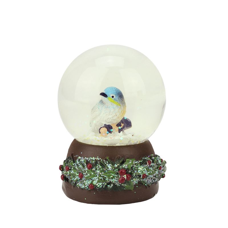 Roman 2.5" Through the Woods Baby Bluebird and Holly Mini Christmas Snow Globe Glitterdome