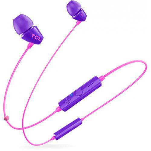 tcl socl100bt wireless in-ear earbuds bluetooth headphones with quick charge and built-in mic - sunrise purple