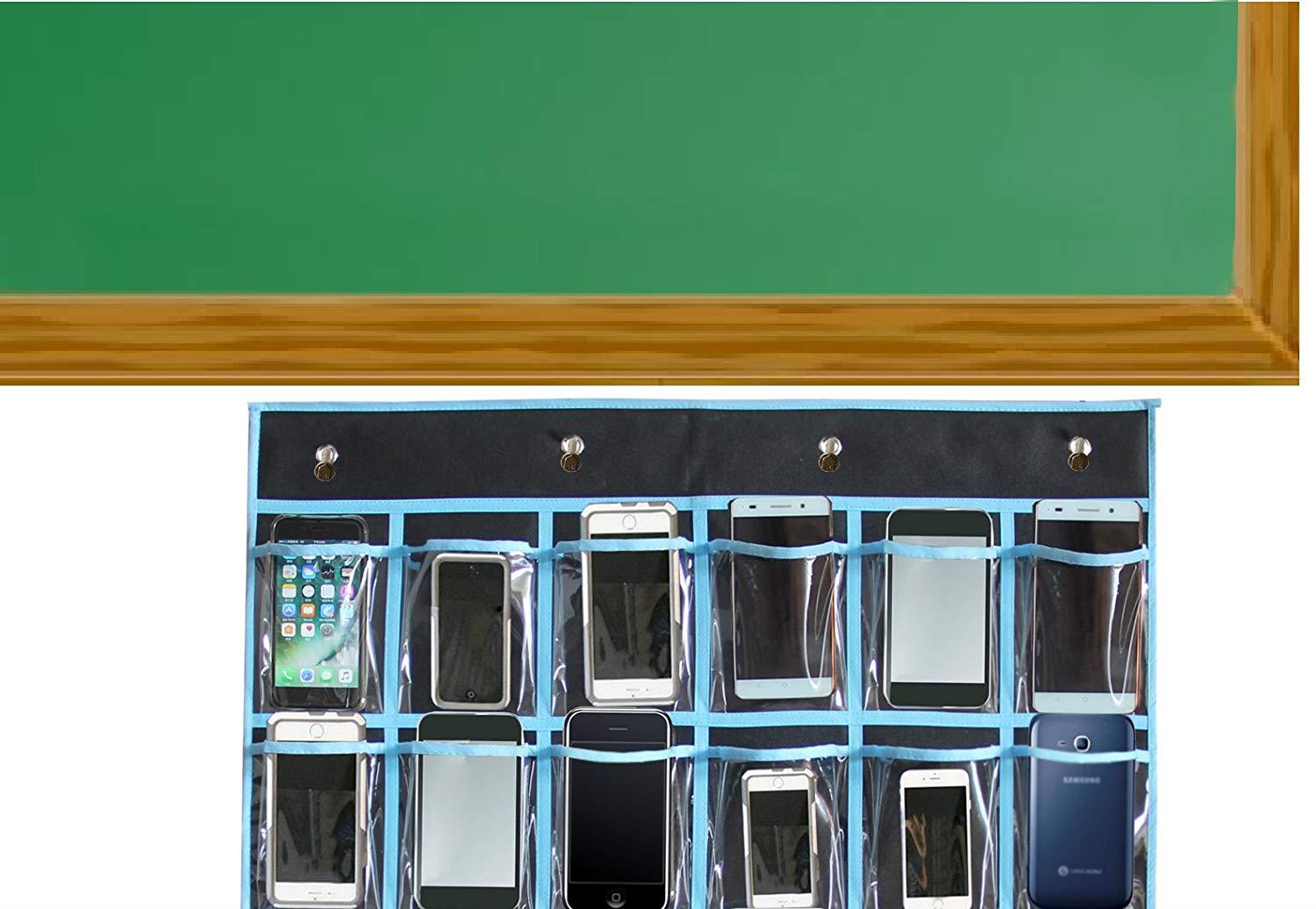 MISSLO Classroom Pocket Chart For Cell Phones Calculators, 30 Clear Pockets