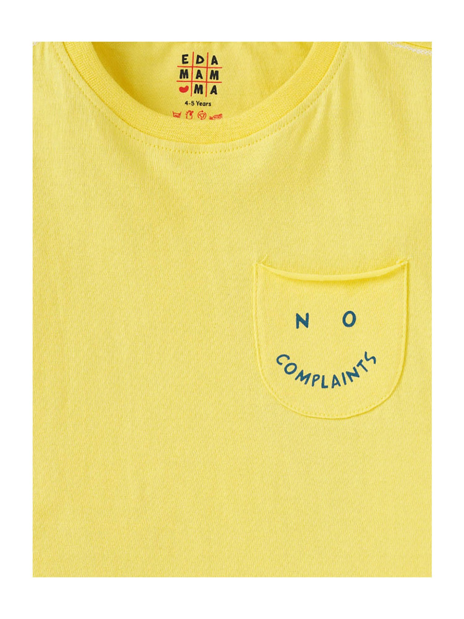 Ed-a-Mamma Boys Yellow Solid T-Shirt