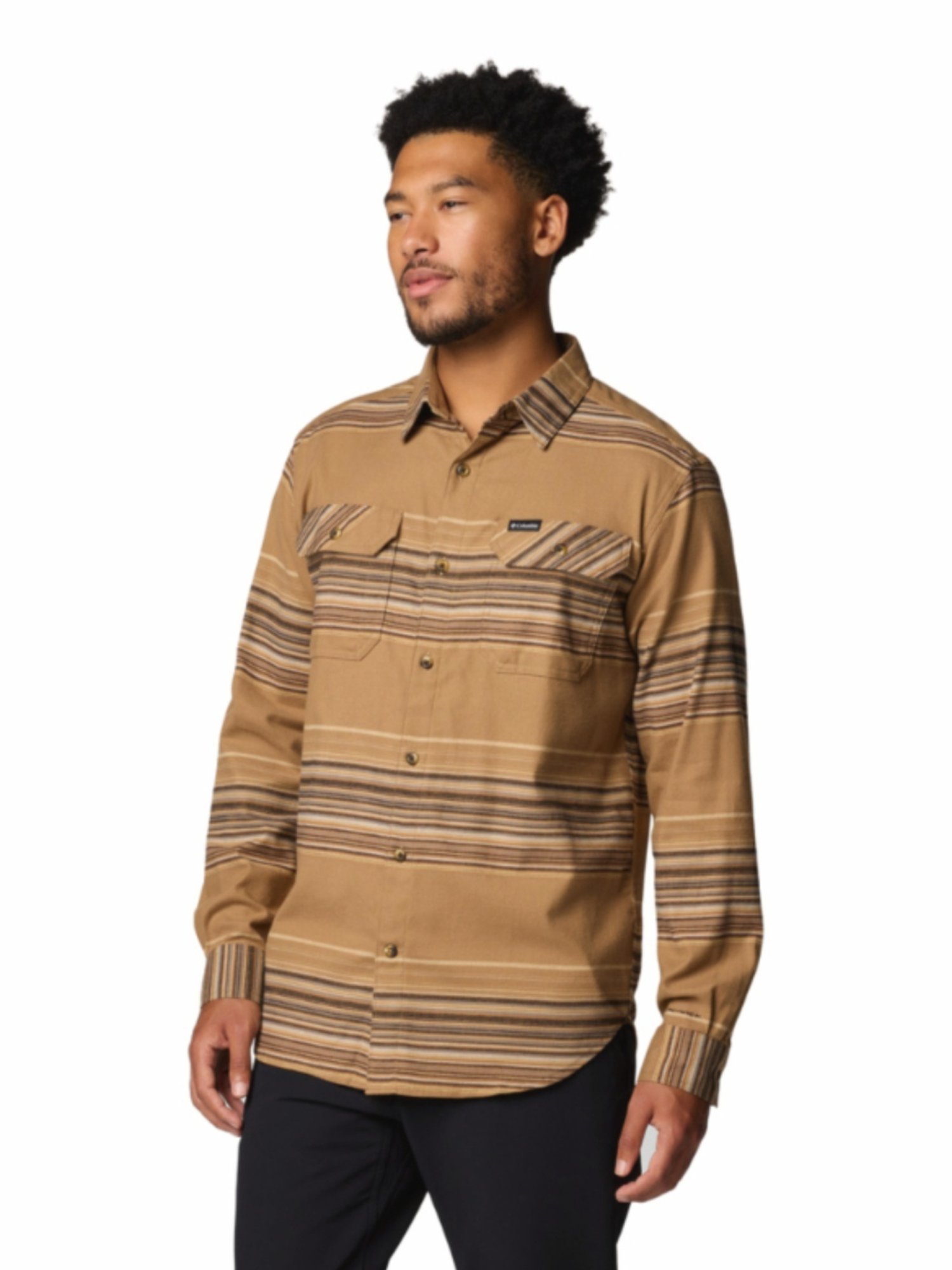 Columbia Brown Cotton Regular Fit Striped Shirt