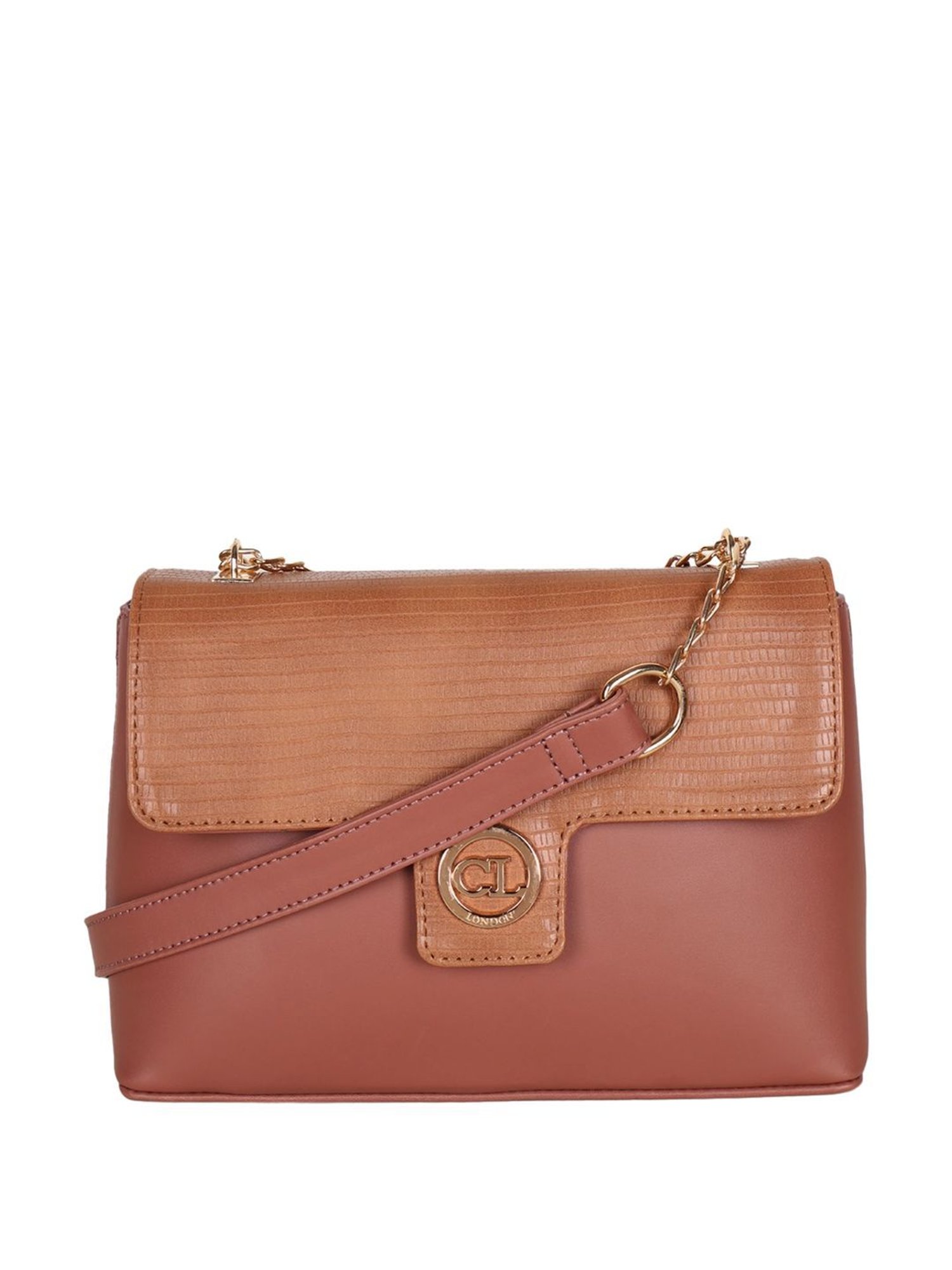 Carlton London Tan Textured Medium Sling Handbag