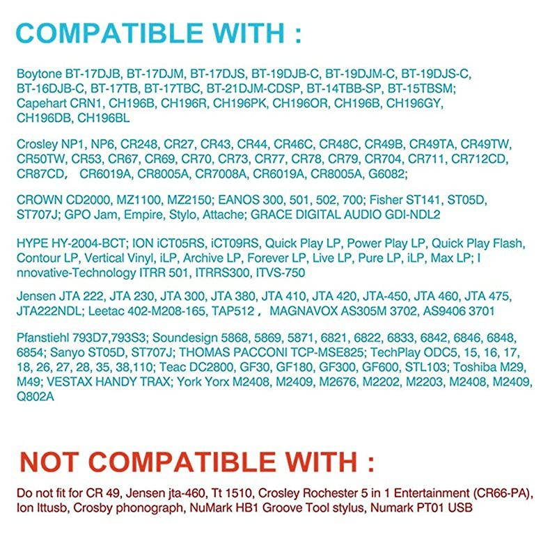 5 Pcs Diamond Stylus Ceramic Replacement Phonograph Record Player Turntable Needle